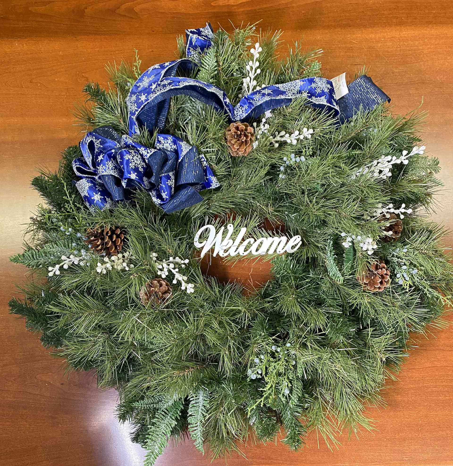 Example custom wreath using Mitchell Wreath Rings product